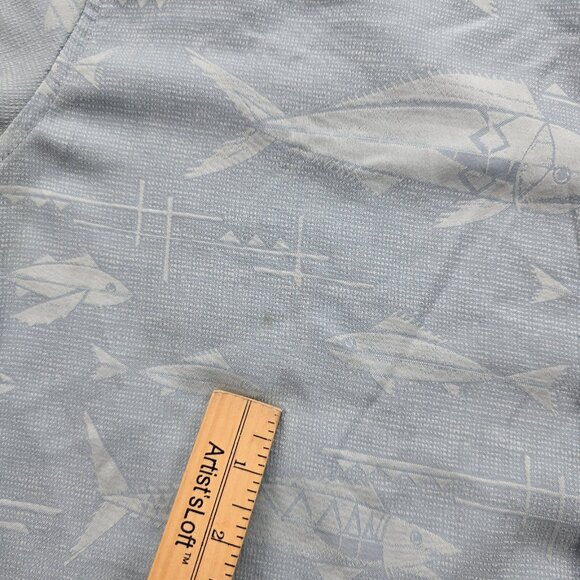 Quicksilver Shirt Mens Large Blue Waterman Collection Fish AOP Outdoors‎ Summer - Picture 4 of 11